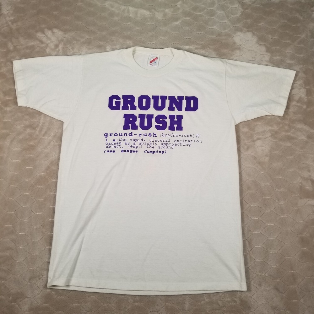 VTG Ground Rush Definition Bungee Jump Random Shirt Sz Lg Jerzees Single Stitch